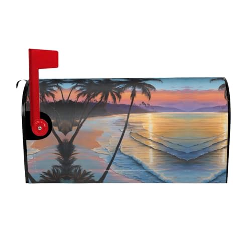 Coconut Beach Sonnenuntergang Hängematte Druck Briefkastenabdeckungen magnetisch Standardgröße wasserdicht Briefkasten Wraps Post Briefkasten für Innenhof, Garten, Hof, Zaun, Dekoration, 53,3 x 45,7 von WXWJSHMGC