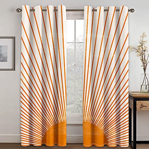 Gardinen Orange Beige Streifen Vorhänge Thermovorhang Verdunklungsvorhänge Curtains Schallschutz Vorhang Gardinen Wohnzimmer mit ösen Vorhang 2 Stücke 2 x 110 x 215 cm von WXYDDXC