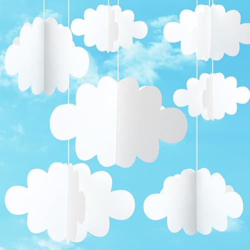 10 Stück Gefälschte Wolken Dekoration Weiß Filz 3D Wolken Anhänger Filzanhänger Hängedeko Simulierte Wolke Weihnachtsschmuck Wolken Ornamente für Kinderzimmer Kindergärten Hochzeit Bühne von WY LIGHTING LEVEL