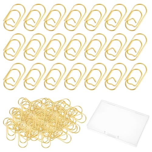 100 Stück Büroklammern Herz Gold Klein Büroklammer Oval Herzförmige Büroklammern Paper Clips Spender Herz Motiv Metall klammern für Dekorative Hochzeiten Postkarten Büro Klassenzimmer Aktenklammer von WY LIGHTING LEVEL