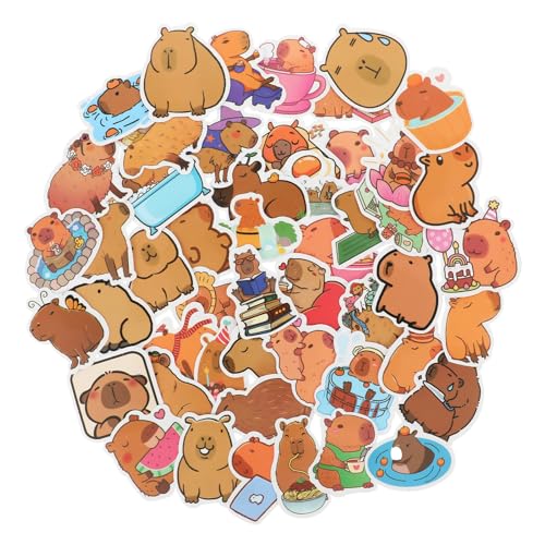 Capybara Aufkleber 100 Stück Wasserdichte Animal Sticker für Kinder Niedlich Computer Aufkleber Deko Graffiti Decal für Laptop Computer Telefon Gitarre Skateboard Koffer Fahrrad Motorrad Gepäck Koffer von WY LIGHTING LEVEL