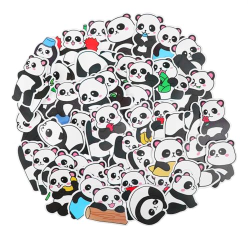 100 Stück Wasserdichte Panda Sticker für Kinder Niedlich Computer Aufkleber Deko Graffiti Decal für Laptop Computer Telefon Gitarre (Schwarz Weiß) von WY LIGHTING LEVEL