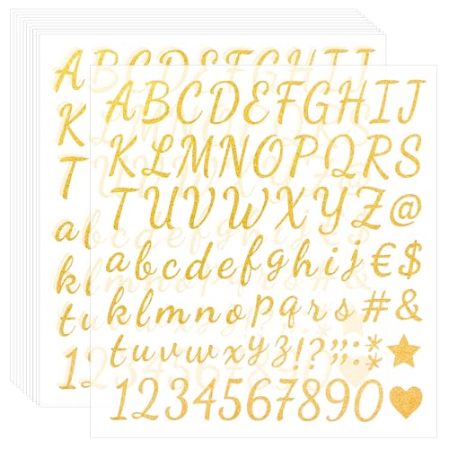 12 Blätter Buchstaben Aufkleber, Selbstklebende Zahlen Vinyl Buchstaben Kit Blitz Klebebuchstaben Aufkleber Wasserdichte Sticker für Postfach Schilder Adressnummer DIY Scrapbooking von WY LIGHTING LEVEL