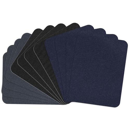 Flicken zum Aufbügeln, 12 Stück Reparatur Patches Bügelflicken 3 Farben Selbstklebende Bügelflicken Aufbügelflicken für Jeans Kleidung Lochreparatur und Dekoration (12.5 x 9.5cm) von WY LIGHTING LEVEL