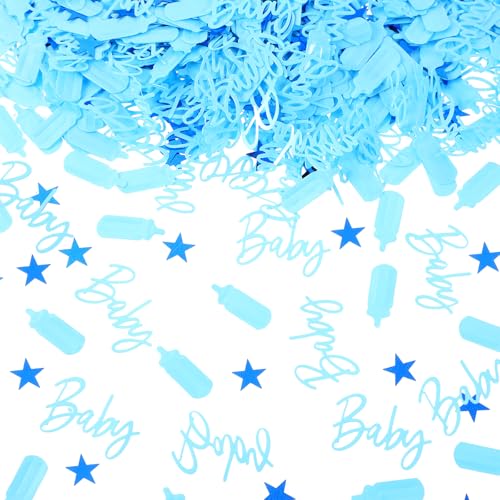 2000 Stück Babyparty Konfetti Partyzubehör zur Enthüllung des Geschlechts Blauer Party Tischdekoration Stern Milchflasche Dekoratives Papier für Taufe Geburtstag Scrapbooking Grußkarte Geschenkbox von WY LIGHTING LEVEL