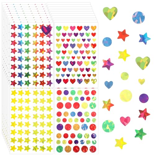 2190 Stück Selbstklebende Stern Aufkleber Kinder Belohnungssticker Bunte Laser Sternaufkleber Glitzer Kleine Gold Sticker für Lehrer Studenten Scrapbooking DIY-Grußkarten Belohnungsdiagramm von WY LIGHTING LEVEL