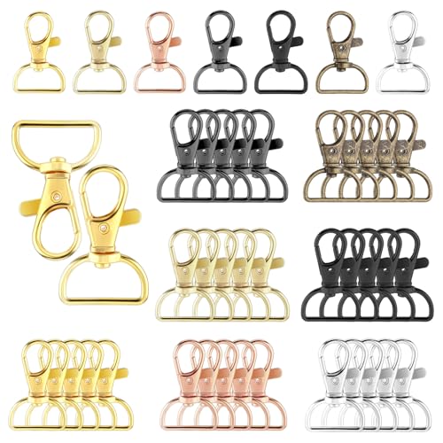 35 Stück Key Fob Drehbaren Metall-Karabinerhaken Premium D-Ringen Schlüsselanhänger Clip Schlüsselringe Metall Karabiner Verschluss Schwenk 360° Haken for Rucksack Handtasche Schmuck Bastelarbeiten von WY LIGHTING LEVEL