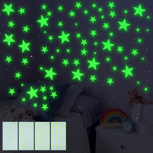 514 Stück Leuchtsterne Wandtattoo Selbstklebend, Wandsticker Kinderzimmer Sternenhimmel Leuchtaufkleber Leuchtsticker Sterne DIY Fluoreszierende Leuchtsterne Aufkleber für Mädchen Jungen von WY LIGHTING LEVEL