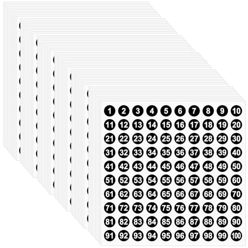 60 Blatt Zahlenaufkleber Rund, Selbstklebende Nummern Aufkleber Wasserdichte Sticker Klebezahlen Klebepunkte Etiketten für Büro Klassenzimmer Inventar Aufbewahrung Organisationsbox Klassifikation von WY LIGHTING LEVEL