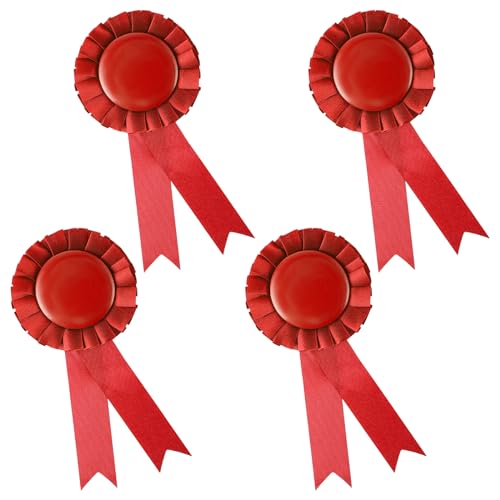 Rosetten Für Gewinner 4 Stück Turnierschleifen Medaillen für Sportveranstaltungen Wissenschaftsabzeichen Kochwettbewerbe DIY Weihnachtsfeierzubehör(Rot) von WY LIGHTING LEVEL