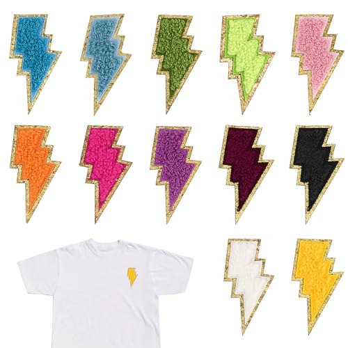 Flicken zum Aufbügeln, 12 Stück Patches zum Aufbügeln Aufnäher Bügelflicken Bestickte Aufnäher Reparaturflicken für Jeans Kleidung Lochreparatur Mützen T-Shirt DIY Dekoration von WY LIGHTING LEVEL