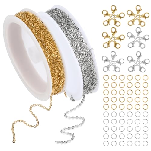 20 Stück Kettenverschluss Armband Verschluss Verschlüsse für Armbänder mit 60 Biegeringe Karabinerverschluss Ketten Schmuckverschluss für Schmuckherstellung (Golden, Silber) von WY LIGHTING LEVEL