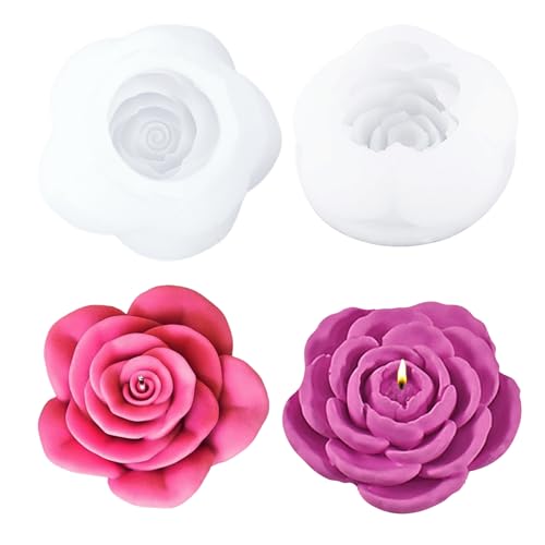 WYAHYQ 2 Stück Blume Silikonform Rose Gießform Kerzenform Silikon Kerzen Selber Machen Set von WYAHYQ