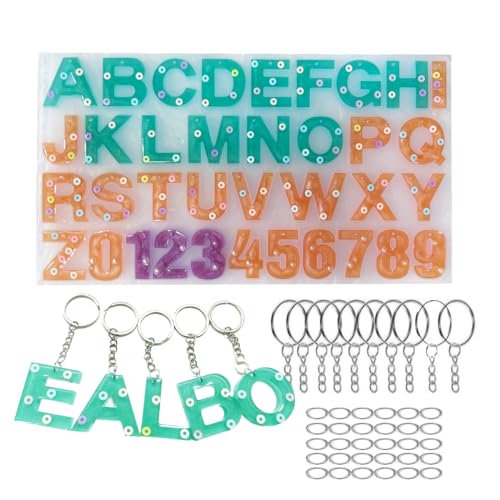 WYAHYQ Epoxidharz Formen Buchstaben Silikonformen Epoxidharz Alphabet Resin Gießform mit Löchern Harz Zubehör Anhänger von WYAHYQ