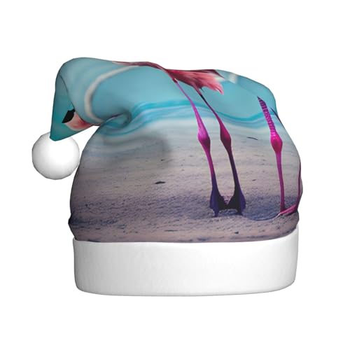 WYCZHY Flamingo-Strand-Weihnachtsmütze, Weihnachtsmannmütze, Urlaub für Erwachsene, Männer, Frauen, Weihnachtsmütze für Neujahr, festliche Party WYCZHY Flamingo-Strand-Weihnachtsmütze, Weihnachtsmannmütze, Urlaub für Erwachsene, Männer, Frauen, Weihnachtsmütze für Neujahr, festliche Party von WYCZHY