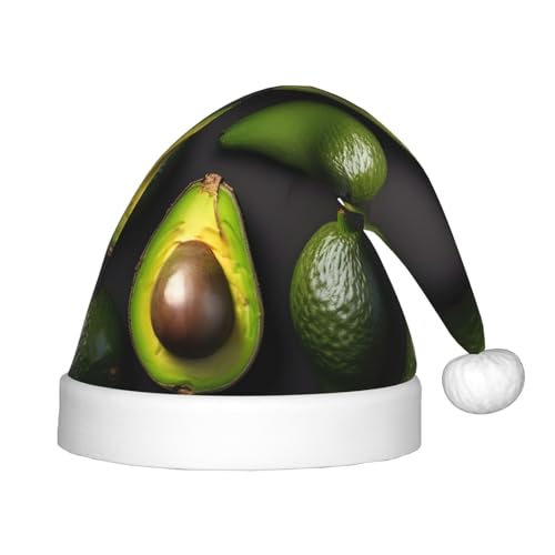 WYCZHY Weihnachtsmütze mit Avocado-Obstmuster, Weihnachtsmannmütze, Urlaub für Teenager, Weihnachtsmütze für Neujahr, festliche Party-Kopfbedeckung von WYCZHY