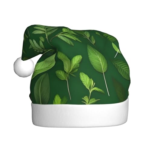 WYCZHY Weihnachtsmütze mit Kräuterblättern, Weihnachtsmannmütze, Urlaub für Erwachsene, Männer, Frauen, Weihnachtsmütze für Neujahr, festliche Party WYCZHY Weihnachtsmütze mit Kräuterblättern, Weihnachtsmannmütze, Urlaub für Erwachsene, Männer, Frauen, Weihnachtsmütze für Neujahr, festliche Party von WYCZHY
