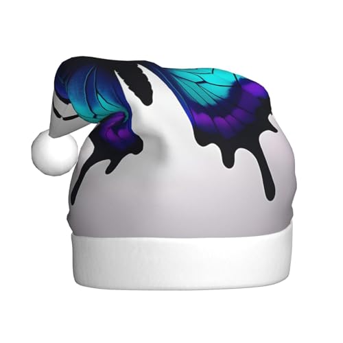 WYCZHY Weihnachtsmütze mit Schmetterling, Blau / Violett, Weihnachtsmannmütze, Urlaub für Erwachsene, Männer und Frauen, Weihnachtsmütze für Neujahr, festliche Party WYCZHY Weihnachtsmütze mit Schmetterling, Blau / Violett, Weihnachtsmannmütze, Urlaub für Erwachsene, Männer und Frauen, Weihnachtsmütze für Neujahr, festliche Party von WYCZHY