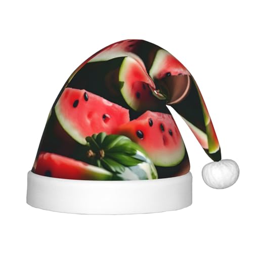 WYCZHY Weihnachtsmütze mit Wassermelonen-Motiv, frisches Obst, Weihnachtsmannmütze, Urlaub für Teenager, Weihnachtsmütze für Neujahr, festliche Party, Kopfbedeckung von WYCZHY