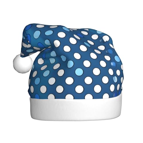 WYCZHY Weihnachtsmütze mit blauem Punktemuster, Weihnachtsmannmütze, Urlaub für Erwachsene, Männer, Frauen, Weihnachtsmütze für Neujahr, festliche Party WYCZHY Weihnachtsmütze mit blauem Punktemuster, Weihnachtsmannmütze, Urlaub für Erwachsene, Männer, Frauen, Weihnachtsmütze für Neujahr, festliche Party von WYCZHY