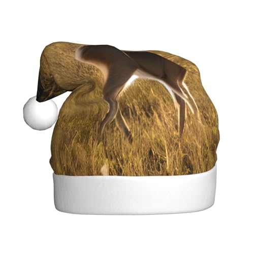 WYCZHY Weihnachtsmütze mit niedlichem Hirsch, Weihnachtsmannmütze, Urlaub für Erwachsene, Männer, Frauen, Weihnachtsmütze für Neujahr, festliche Party WYCZHY Weihnachtsmütze mit niedlichem Hirsch, Weihnachtsmannmütze, Urlaub für Erwachsene, Männer, Frauen, Weihnachtsmütze für Neujahr, festliche Party von WYCZHY