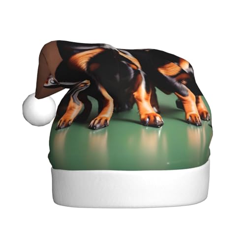 Weihnachtsmütze mit Dackel-Motiv, Weihnachtsmannmütze, Urlaub für Erwachsene, Männer, Frauen, Weihnachtsmütze für Neujahr, festliche Party Weihnachtsmütze mit Dackel-Motiv, Weihnachtsmannmütze, Urlaub für Erwachsene, Männer, Frauen, Weihnachtsmütze für Neujahr, festliche Party von WYCZHY