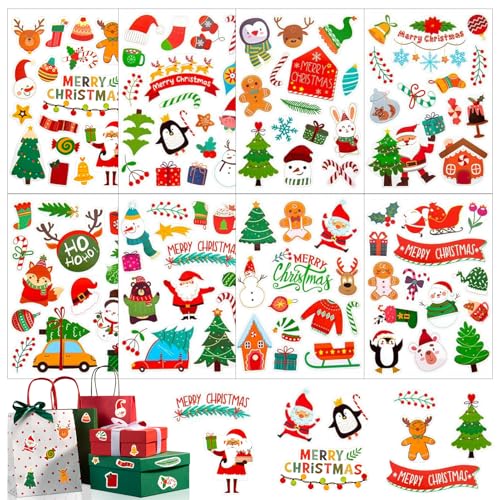 16 Weihnachtsstickers Mit 200+Weihnachtssticker Selbstklebend, sticker weihnachten kinder und Winter für Fotoalbum Journal Zubehör Deko,DIY Scrapbooking Aufkleber Geschenktüte von WYFDCZZP