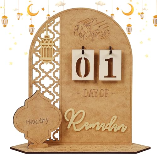 Ramadan Kalender Ramadan Kalender Aus Holz Ramadan Deko DIY Ramadan Dekoration 30 Tage Countdown Ramadan Dekorationen Countdown-Kalender Kalender für Zuhause von WYFDCZZP