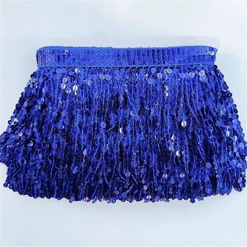 15 cm breiter Quasten-Fransenbesatz mit Pailletten-Spitzenband for lateinamerikanische Tanzkleider, Dekorationszubehör, DIY-Bekleidung, Nähzubehör(Blue,5 yards) von WYFDMNN