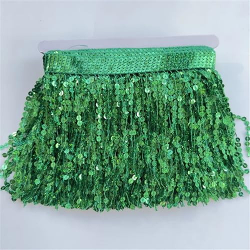 15 cm breiter Quasten-Fransenbesatz mit Pailletten-Spitzenband for lateinamerikanische Tanzkleider, Dekorationszubehör, DIY-Bekleidung, Nähzubehör(Green,10 yards) von WYFDMNN