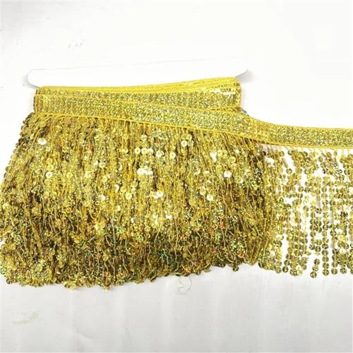 15 cm langer Fransenbesatz, Quaste, Pailletten, Spitzenbesatz for Nähen von DIY-Zubehör(Yellow,10 yards) von WYFDMNN