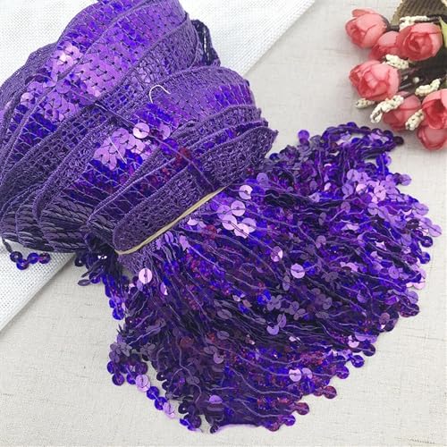 16 cm Pailletten-Spitzenquaste, Fransenbesatz, dekorativ, geeignet for Stoffbänder, Kleidung, Vorhänge, Kleider, Kopfschmuck, DIY-Nähzubehör(Purple,16cm-3Meters) von WYFDMNN