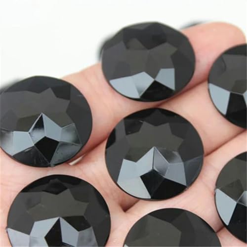 10 Stück 30 mm große runde Kristall-AB-Strass-Applikationen mit flacher Rückseite, Acryl-Edelsteine, große klare Steine, DIY-Scrapbook-Perlen, ZZ562-Schwarz von WYLZBA