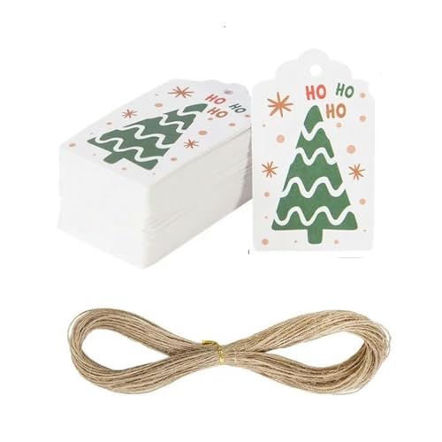 100 Stück Weihnachtsanhänger aus Kraftpapier, Weihnachtsmann, Schneeflocke, DIY-Hängeetiketten, Partykarten, Frohe Weihnachten, Dekoration, Geschenkverpackungsetiketten-B04 von WYLZBA