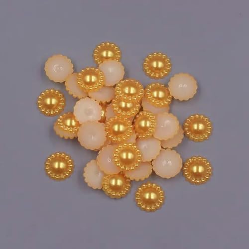 12 MM, 50 Stück, Blumenform, lose Perlen, Imitation, halbrunde Perlen, flache Rückseite, DIY-Schmuck, Scrapbook-Dekoration, goldfarben von WYLZBA