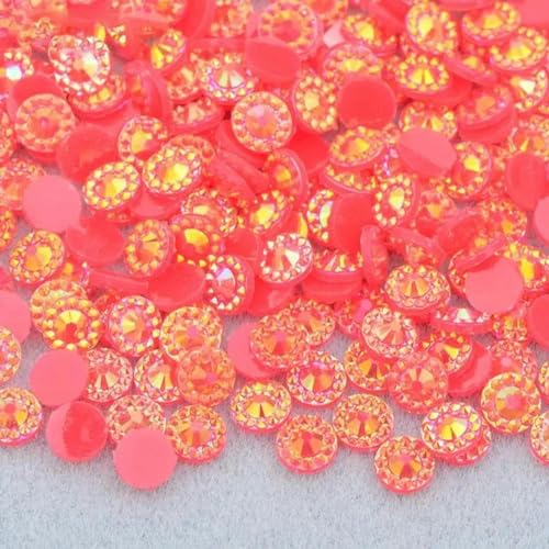 5 6 mm rosa AB runde Blumen-Strass-Nagel-Kristall-Strass-Aufkleber mit flacher Rückseite, Kunstharzsteine für Nagelkleidung, Schmuckhandwerk-Rot AB-5 mm 500 Stück von WYLZBA