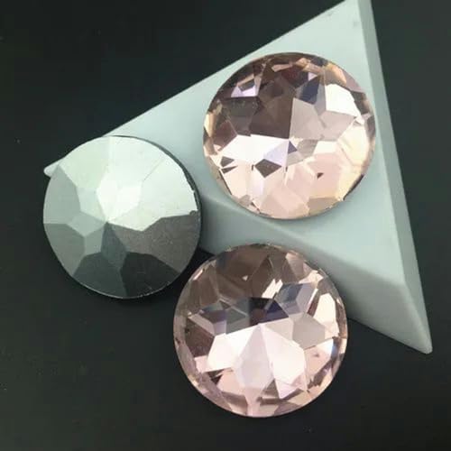 Farben 8 10 12 14 16 25 27 mm, runder Baoshihua-Glaskristallstein, spitze Rückseite, flache Oberseite, Strass-Rosa, 12 mm, 20 Stück von WYLZBA