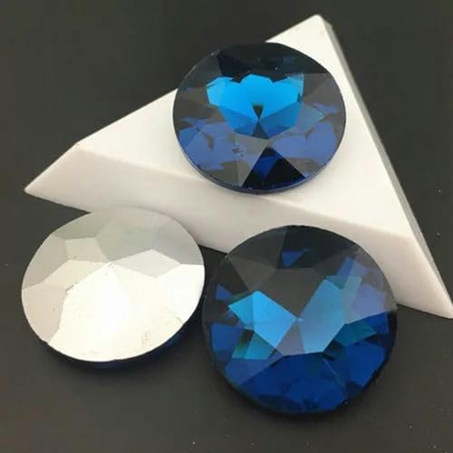 Farben 8 10 12 14 16 25 27 mm, runder Baoshihua-Glaskristallstein, spitze Rückseite, flache Oberseite, Strass-blauer Zirkon, 14 mm, 20 Stück von WYLZBA