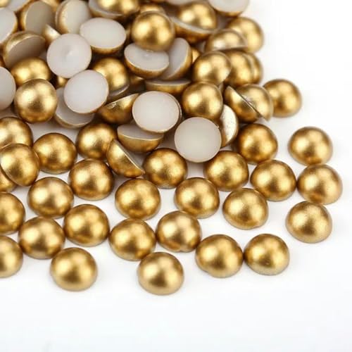 Goldene/silberne halbrunde Kunstperlen, 2–10 mm, flache Rückseite, lose Acrylperlen zur Schmuckherstellung, DIY-Basteldekoration, Golden, 5 mm, 500 Stück von WYLZBA