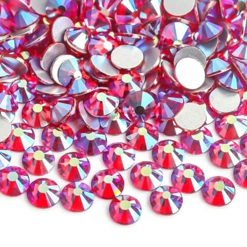 Hellrosa/Rose/Fuchsia Glas-3D-Nagelkunst-Strasssteine SS3~SS34, Kristallnägel, keine HotFix-Dekorationen, Light Siam AB-SS10, 1440 Stück von WYLZBA