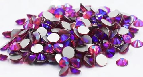 Hellrosa/Rose/Fuchsia Glas-3D-Nagelkunst-Strasssteine SS3–SS34, Kristallnägel, keine HotFix-Dekorationen, Rose AB, verschiedene Größen, 1440 Stück von WYLZBA