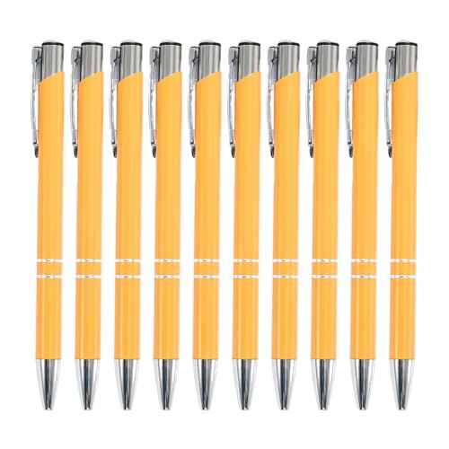 WYLZLKX 10 x Kugelschreiber, 1,0 mm, einziehbarer Kugelschreiber, Metall, Bürostift, glattes Schreiben, Bürobedarf, Sprühfarbe, Orange von WYLZLKX