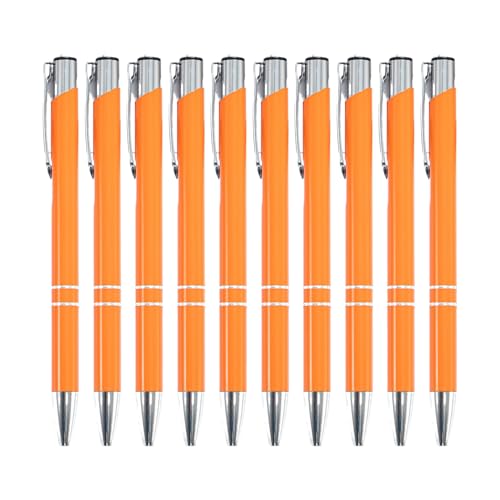 WYLZLKX 10 x Kugelschreiber, 1,0 mm, einziehbarer Kugelschreiber, Metall, Bürostift, glattes Schreiben, Bürobedarf, Sprühfarbe, Orange von WYLZLKX