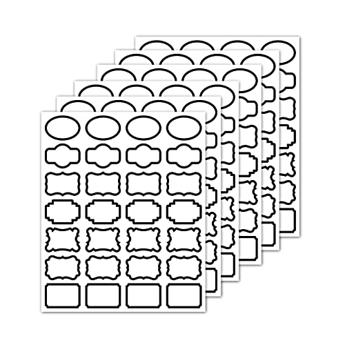 WYLZLKX 6 Blatt abnehmbare Etiketten, wasserdicht, selbstklebend, Küchengläser, Aufkleber für Gewürzdosen, Behälter, Gläser, Glas von WYLZLKX