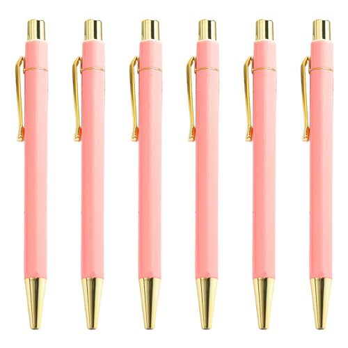 WYLZLKX Smppth Kugelschreiber, einziehbar, 1,0 mm, Signaturstift, Business-Stift, Ölstift für Schule, Büro, Arbeit, Macaron, Hellorange, Pink, 6 Stück von WYLZLKX