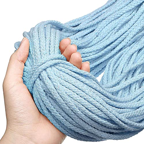 WYMAODAN 90m natürliches Makramee-Baumwollseil, DIY Craft Cord Spule zum Stricken DIY Hanging Plant (Blau, 5mm) von WYMAODAN