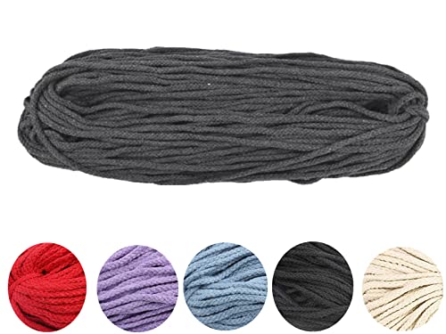 WYMAODAN 90m natürliches Makramee-Baumwollseil, DIY Craft Cord Spule zum Stricken DIY Hanging Plant (Grau, 5mm) von WYMAODAN