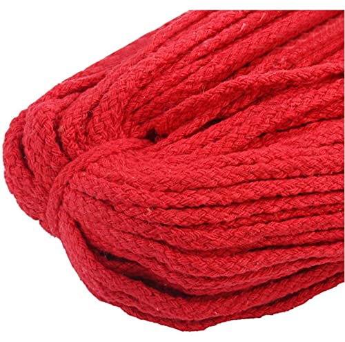 WYMAODAN 90m natürliches Makramee-Baumwollseil, DIY Craft Cord Spule zum Stricken DIY Hanging Plant (Rot, 5mm) von WYMAODAN