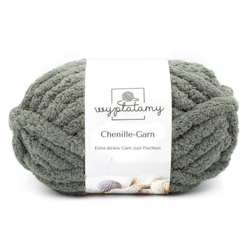 WYPLATAMY Dicke Wolle Garn 250g - Handstricken, Chenille Strickgarn zum Häkeln für Decken & Pullover - Häkeln Garn, Stricken Dicke Wolle 25m Weiches Wollgarn Perfekt für Anfänger (Graphit) von WYPLATAMY