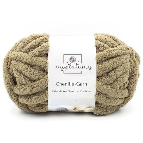 WYPLATAMY Dicke Wolle Garn 250g - Handstricken, Chenille Strickgarn zum Häkeln für Decken & Pullover - Häkeln Garn, Stricken Dicke Wolle 25m Weiches Wollgarn Perfekt für Anfänger (Pilzfarbe) von WYPLATAMY